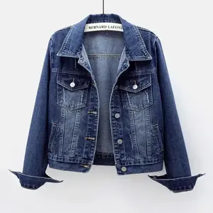 Spring Autumn Women��s Denim Jacket Long Sleeve Overcoat Loose Denim Coat Button Outwear Jeans Jackets 5XL