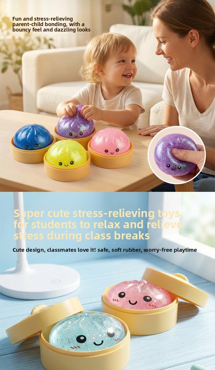 Glitter Dumpling Squishy with Box, Soft Sensory Squeeze Toy for Stress Relief, Mystery Glitter Dumplings, Decompression Dough,AnxietyRelief,Surprise Unboxing,Perfect GiftChoice,cute desktop accessories for office workers