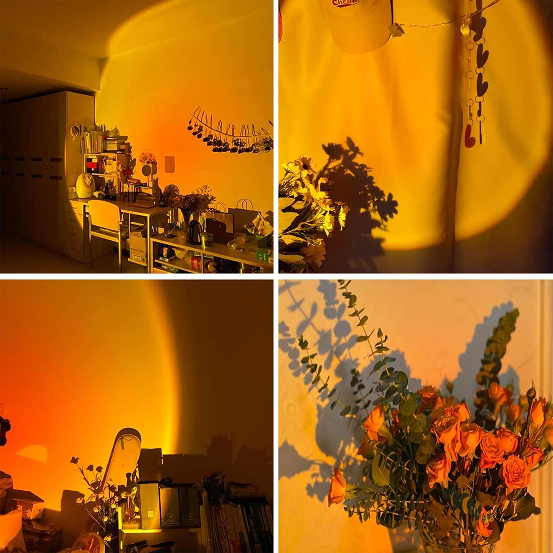 Fall Sunset Lamp Projector Light 180° Adjustable Sunset Mood Lamp, 4 Modes, Remote Control RGB Ambient Night Light for Bedroom, Gaming Room, Live Streaming Photography & Parties Home Wall Decor Party Led Lighted Gift Led Multi Multifunction Rgb Colors