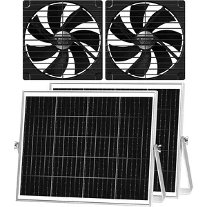 7.1" Solar Greenhouse Fan 2 Pack, 25W x 2 Large Solar   and Exhaust Fan Outdoor , 16.5 ft Cord,  Airflow for Chicken Coop Shed Cabin Circulation and Ventilation