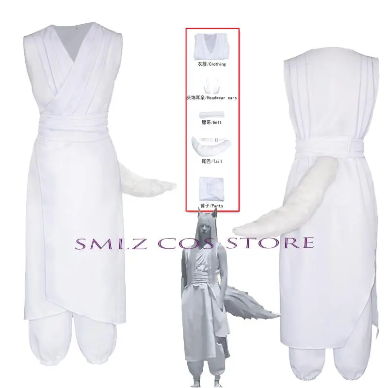Yoko Kurama Shuichi Minamino Cosplay Anime YuYu Hakusho Costume White fox Uniform Tail Outfit Set Party Role Play Clothing