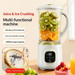 Dual-blade fruit and vegetable juicer, all-copper motor, 18+6 blade set, 304 stainless steel blades, 1500*2 mAh battery, LED mini ice crusher, detachable cup, easy to clean, suitable for making milkshakes and smoothies, an excellent gift option