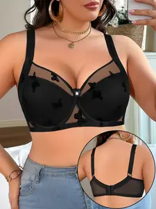 Women's Plus Size Full Coverage Chic Comfort Bra,Underwire Support Lift and Anti‑sagging, Lightly padded Minimizer Bra Adjustable Wide Straps Cover Side Breasts Breathable Soft  Daily Wear Fit Underwear Womenswear