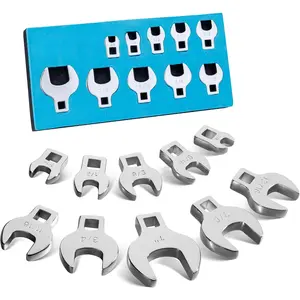 10-Piece SAE 3/8" Drive Crowfoot Wrench Set (Mechanic Tools), Open-End 3/8"-1" Wrenches, Chrome Vanadium Steel Construction, Rust-Resistant Finish, Includes EVA Foam Tool Organiser (Includes Organiser)