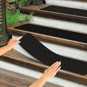 10-Pack 6"x24" Non Slip Stair Treads - Heavy Duty Anti Slip Grip Tape with 80 Grit Traction - Black Pre-Cut Stripes for Staircase, Skateboard, and Deck Safety