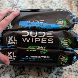 Dude Wipes MentHOLE Flushable Wipes FEEL THE TINGLE  -  Septic Safe Wet Wipes 3pk 144 Wipes