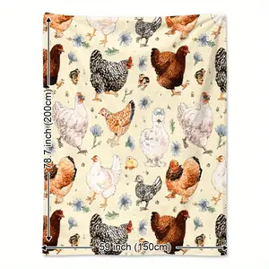 Cozy Watercolor Chicken & Floral Print Blanket - Soft, Warm Flannel Throw for Naps, Camping, Travel, and Home Decor - Perfect Gift for Friends, Family, and Loved Ones