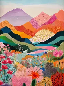 5D DIY Full Drill Diamond Painting Kit Colorful Mountain Floral Landscape Art Craft for Adults Home Wall Decor