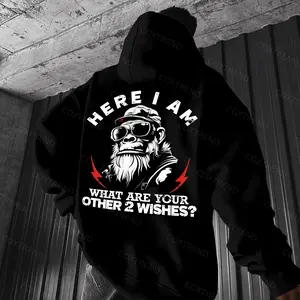 Here I Am What Are Your Other Wishes Graphic Hoodie, Funny Confidence Quote Streetwear