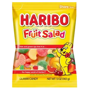Haribo Fruit Salad Gummi Candy Peg Bag 5oz. 12 ct. - Sweet and Soft Gummy Candy in Mixed Fruits Flavors - 12 Count Box Bonbon Snack
