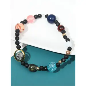 Solar System Design Bracelet, Fashionable Planet Charm Bracelet for Women & Men, Trendy All-match & Exquisite Jewelry for Birthday Gift