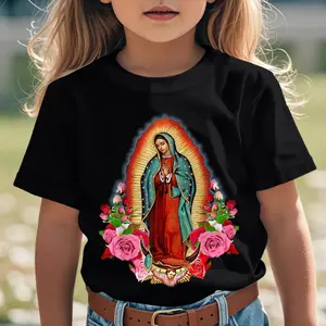 Our Lady of Guadalupe Saint Virgin Mary Novelty Awesome Graphic Kid T-Shirt Casual Kid T Shirts Streetwear Tees Tops for Kid