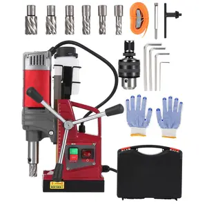 1450W Magnetic Drill Press, 1.57" Max Drilling Diameter, 0-820RPM Variable Speed, 13000N Strong Magnetic Force, Includes 6PCS Hole Saw Kit, Ideal for Precision Drilling in Steel, Metal Fabrication, Industrial and Household Applications