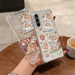 Popular Cartoon Capybara Mobile Phone Case for Galaxy A56 A26 A36 A55 A35 A06 A16 A05 A14 A24 A34 A54 A15 A05S A25 A23 A33 A53 A73 4G 5G Anti-fall Transparent Soft Back Cover