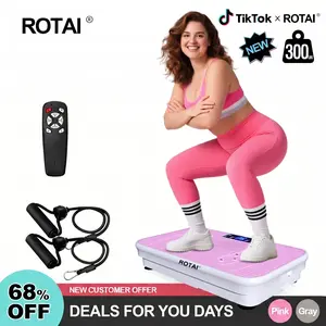 ROTAI Vibration Plate Exercise Machine - Lymphatic Drainage, 300LBS Capacity, Compact Design, Strong Power, Home Fitness Equipment, At Home Gym Equipment for Full Body Workouts