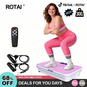 ROTAI Vibration Plate Exercise Machine - Lymphatic Drainage, 300LBS Capacity, Compact Design, Strong Power, Home Fitness Equipment, At Home Gym Equipment for Full Body Workouts