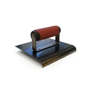 Marshalltown 6x6" QLT Blue Steel Edger with Wood Handle for Precise Finishing