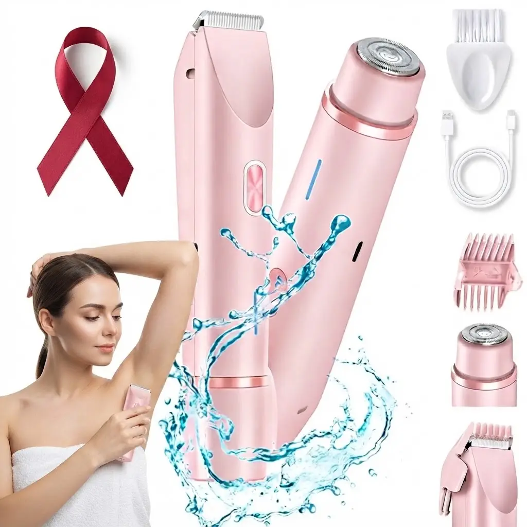 Women's Cordless Electric Shaver - 2-in-1 Facial & Body Hair Removal Tool with Ceramic Blades, IPX7 Waterproof, Titanium Build, Smooth Finish, Removable Parts, Actual Good Hair Remover, Self-Care Gift,back to school,back to school haul Handle