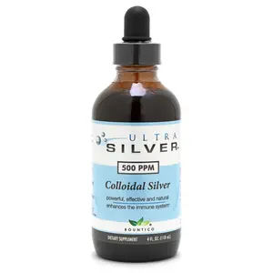 Ultra Silver Colloidal Silver | 500 PPM, 4 Oz (118mL) | Mineral Liquid Supplement | True Colloidal Silver - with Dropper Healthcare Glass