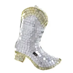 Cody Foster Silver Disco Cowboy Boot Ornament