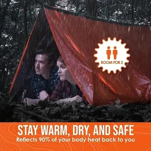 Outdoor Emergency Tent Insulated First Aid Blanket Portable Disaster Relief Tent Camping Simple Cold-Resistant Sleeping Bag Single Layer Aluminum Foil Emergency Survival Supplies