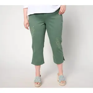 Susan Graver Regular Cropped Straight Leg Embellished Jean