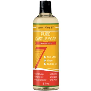 Pure Castile Soap Sweet Orange – Gentle Cleanser for Sensitive Skin! Vegan, Palm Oil-Free with Organic Oil for Comfort, Cleansing & Skin Repair