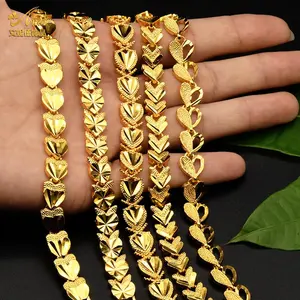 24K Gold Color Charm Bracelets For Women Thin Indian Bangle Dubai Ethiopian African Copper Bracelet Luxury Jewelry Wife Gifts