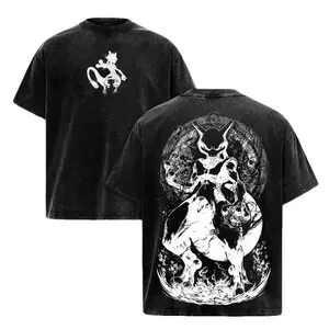 Mewtwo PKM Anime Double Printed Vintage Washed Tee Unisex Oversize Anime Manga Washed Heavyweight Cotton Hoodie, Gift For Anime Fan, Anime Lover