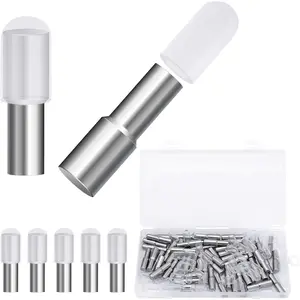 58 Pcs 5mm 1/4 Inch Dual Diameter Metal Shelf Support Pegs Pins with Silicone Covers, Shelf Bracket Holders for Kitchen Cabinet Furniture Glass Corner Closet Wood Shelves