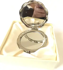 Generic Portable Double Side Crystal Makeup Mirror Gifts/Small Pocket Mirror Elegant Compact with a Crystal Medallion, Powerful 4X Magnification 3 1/2' Glass Plus Plain Mirror for