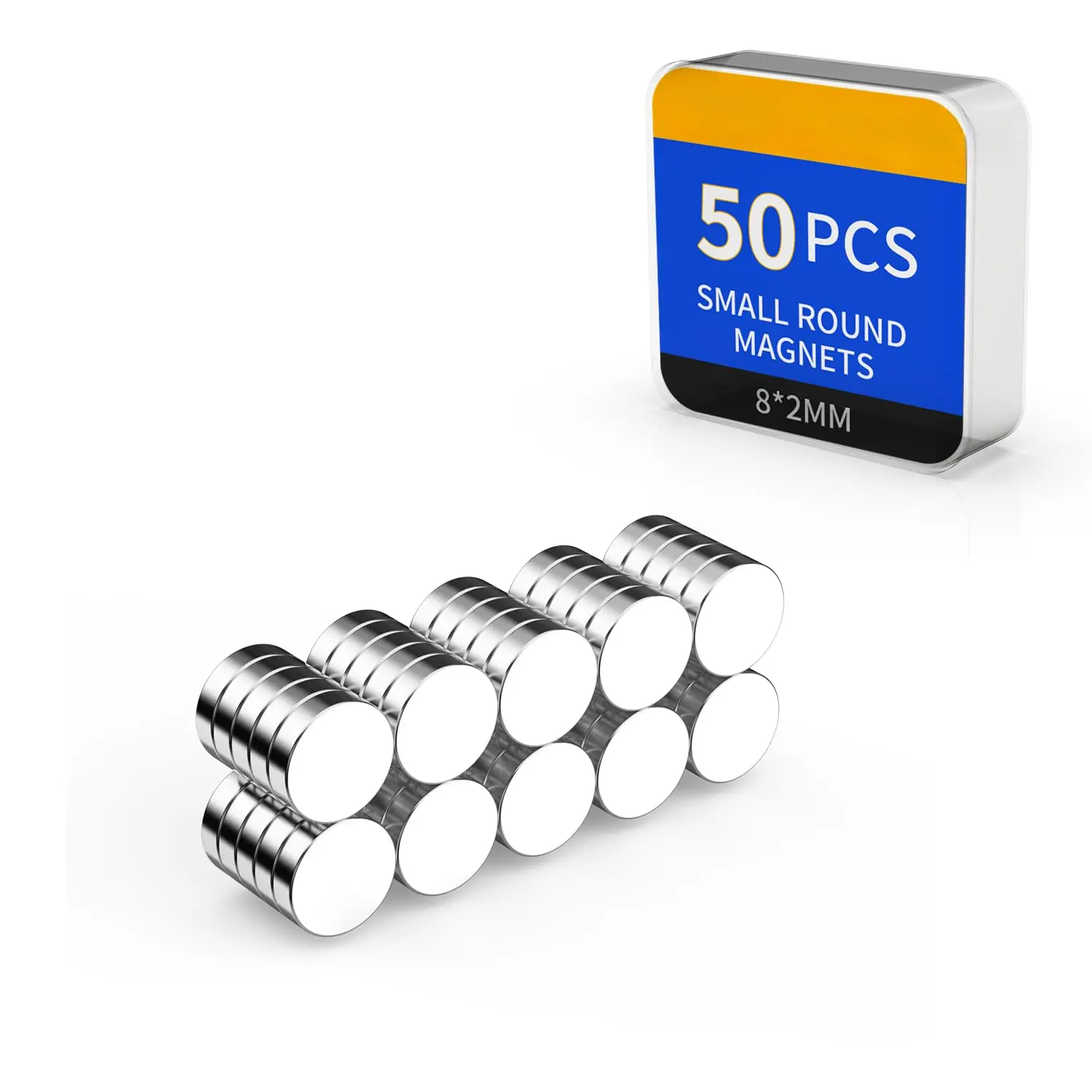 Small Magnets, Refrigerator Magnets, 50 Pack 8x2mm Neodymium Magnet for Crafts, Rare Earth Magnet for 3D Printing, DIY, Whiteboard, Billboard in Home, Kitchen, Office, School