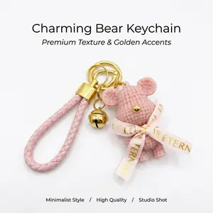 Knitted pattern teddy bear keychain - Girls' mood boyfriend-style bag pendant - Birthday gift - High appearance quality creative gift
