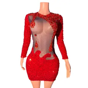 Fiery Illusion Sequin Dress