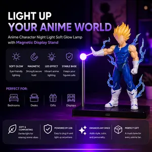 Anime Character Night Light Soft Glow Lamp LED Effect Magnetic Display Stand for Anime Themed Bedrooms and Desk Decor