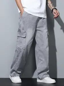 Spring Summer New Retro Style Loose-Fit Denim Jeans, Men's Straight Leg Casual Wide-Leg Jeans with Pockets, All Seasons Wear