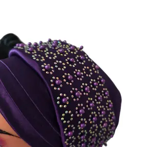 Breaded Stone Cap with Purple Beads and Elegant Design for Stylish Looks