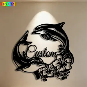 1pc Dolphin Metal Wall Art,Dynamic Dolphin Statue Mural, Ideal Gift for Easter, New Year, Ocean Decor Enthusiasts, Rust-Resistant Metal Wall Decor Wall Sculptures, Perfect for Patio Wall & Garden Fence, Stunning Coastal Home Decor