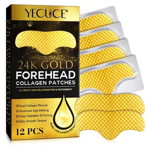 YECUCE Gold Collagen Mask, Forehead Mask, specifically designed for the forehead area, an overnight moisturizing mask that deeply hydrates and nourishes the skin, leaving it Silky smooth and supple, Hydrating Mask, Skin Care