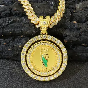 San Judas Tadeo Pendant Necklace with Cuban Chain - Religious Symbol Jewelry, Perfect Gift for Men and Women