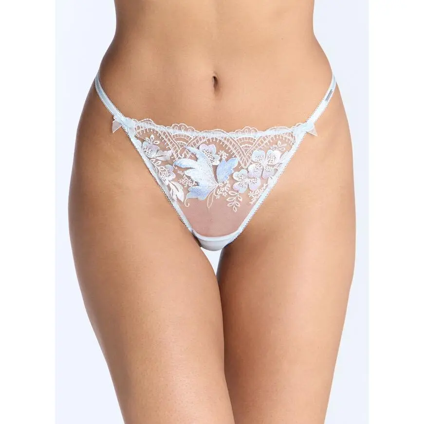Gisella embroidered thong - Blue Mix