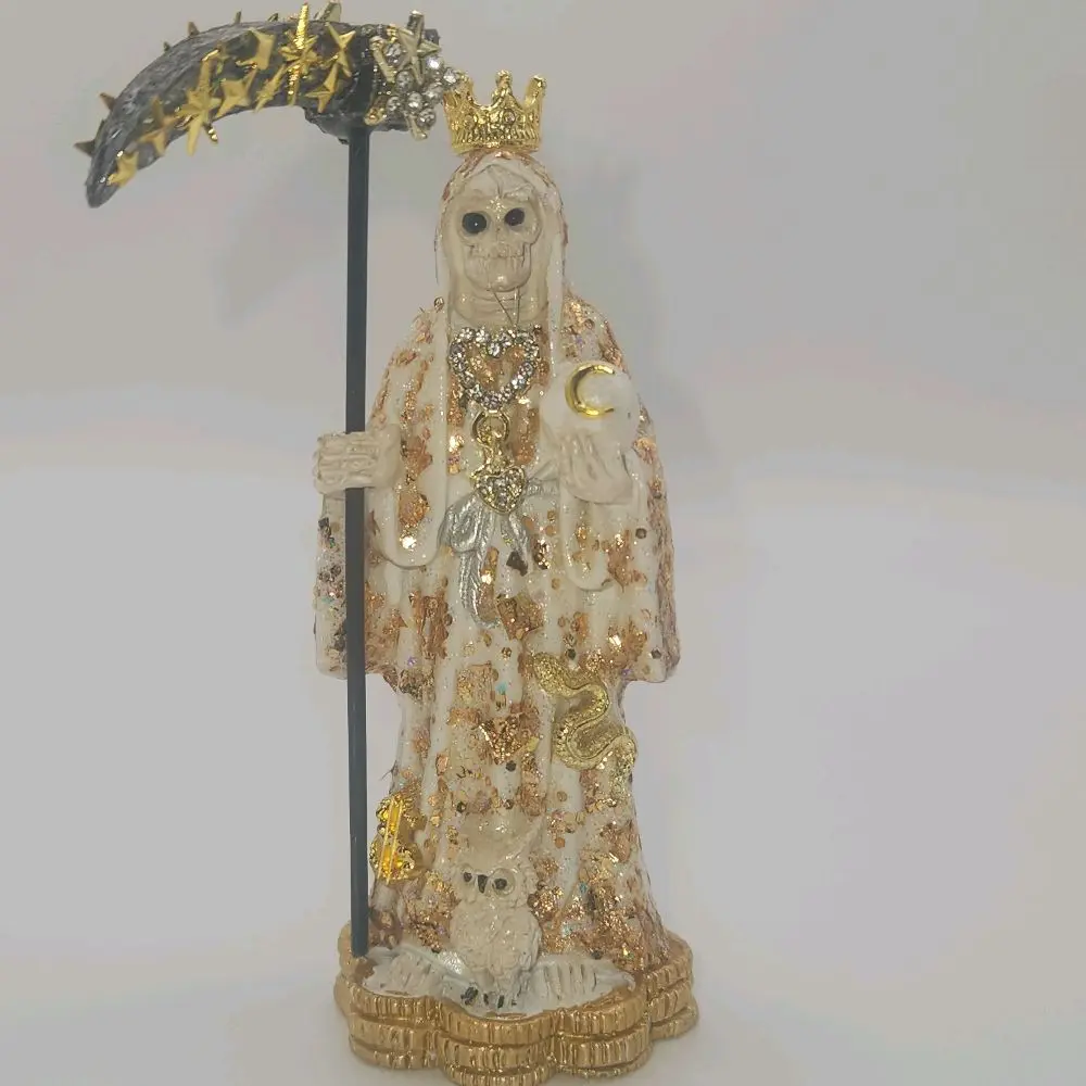 Good Fortune Gold 3.3" Santa Muerte Statue
