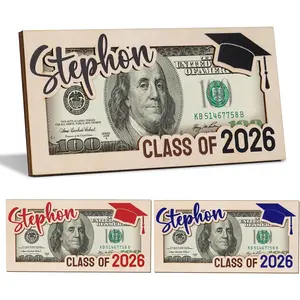 Personalized 2026 Graduation Money Holder Wooden Graduation Card Box Cash Holder Envelope Custom Class of 2026 Graduation Gift with Name