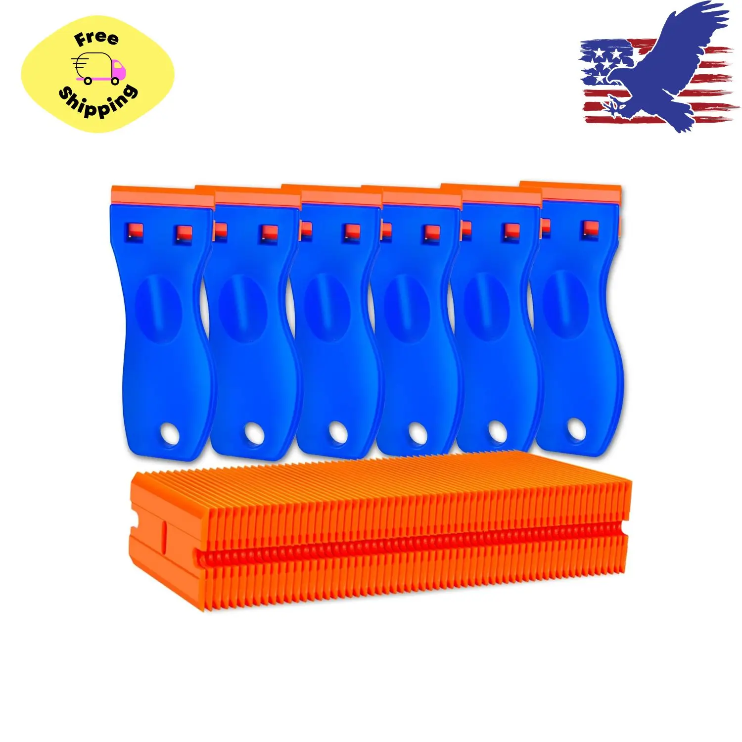 Plastic Razor Blade Scraper Tool, 6 Pcs Razor Scraper with 60 Pcs Plastic Blades