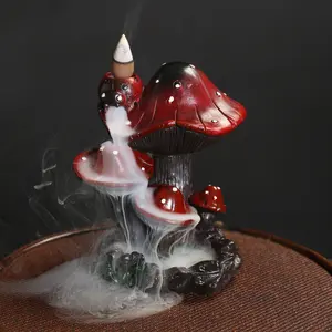 Room Decor Mushroom Design Waterfall Backflow Incense Burner for Mean Girls Decorations, 1 Count Creative Incense Holder without Incense, Resin Ornament for Home Office Decor, Home Fragrances, Household Fragrance Supplies