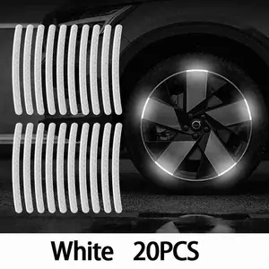 20PCS Car Wheel Reflective Stickers, Universal Rim Reflective Tape Decals, Wheel Hub Safety Warning Strips for Cars, Motorcycles, Electric Bikes, Night Visibility Accessories