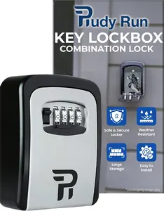 Rudy Run Key Lock Box for outside – Large Outdoor Lockbox for Keys with Code, 4-Digit Combination Hidden Safe to Hide a Key Outside, Wall Mounted Key Storage for Home, Airbnb, 1 Pack RUDY RUN