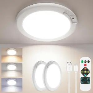 Set of 2 or 4 LED Ceiling Lights, Modern Motion-Sensor Lights, USB-Charging Magnetic Mount (No Installation Required), Remote-Controlled Three-Color Dimming, Ideal for Living Rooms, Bedrooms, Home Offices, and Offices—Indoor Motion-Sensor Lighting