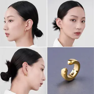 Stainless Steel Mens Womens Clip On Earrings Hoop Huggie Non-Piercing