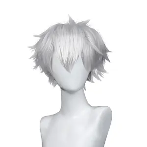 Unique Bargains Wigs for Women, 12" Wigs with Wig Cap Straight Hair White